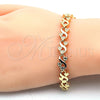Pulsera Elegante 03.210.0061.08 Oro Laminado, Diseño de Corazón, Pulido, Tono Dorado (08 MM Thickness, 8 Inches Length)