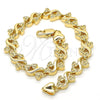 Pulsera Elegante 03.210.0061.08 Oro Laminado, Diseño de Corazón, Pulido, Tono Dorado (08 MM Thickness, 8 Inches Length)