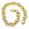 Pulsera Elegante 03.210.0061.08 Oro Laminado, Diseño de Corazón, Pulido, Tono Dorado (08 MM Thickness, 8 Inches Length)