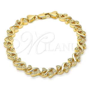 Pulsera Elegante 03.210.0061.08 Oro Laminado, Diseño de Corazón, Pulido, Tono Dorado (08 MM Thickness, 8 Inches Length)