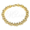 Pulsera Elegante 03.210.0061.08 Oro Laminado, Diseño de Corazón, Pulido, Tono Dorado (08 MM Thickness, 8 Inches Length)