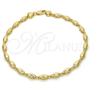 Tobillera Elegante 03.210.0063.10 Oro Laminado, Pulido, Tono Dorado (04 MM Thickness, 10 Inches Length)