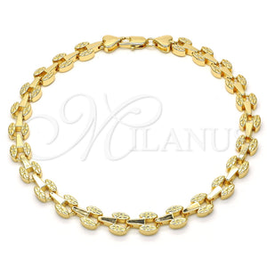 Tobillera Elegante 03.210.0064.10 Oro Laminado, Pulido, Tono Dorado (07 MM Thickness, 10 Inches Length)