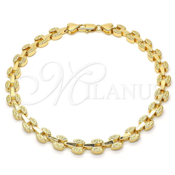 Tobillera Elegante 03.210.0064.10 Oro Laminado, Pulido, Tono Dorado (07 MM Thickness, 10 Inches Length)