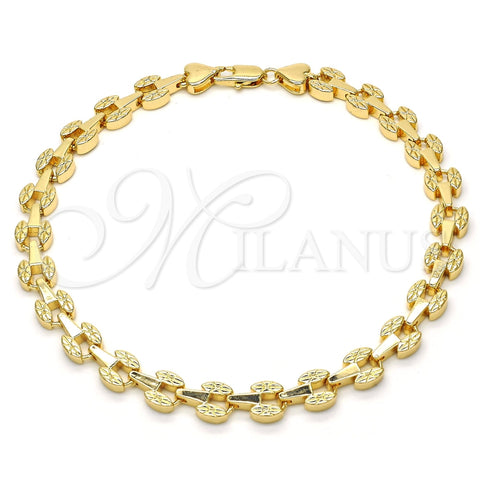 Tobillera Elegante 03.210.0064.10 Oro Laminado, Pulido, Tono Dorado (07 MM Thickness, 10 Inches Length)