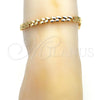 Tobillera Elegante 03.210.0065.10 Oro Laminado, Diseño de Oja, Pulido, Tono Dorado (06 MM Thickness, 10 Inches Length)