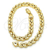 Tobillera Elegante 03.210.0065.10 Oro Laminado, Diseño de Oja, Pulido, Tono Dorado (06 MM Thickness, 10 Inches Length)
