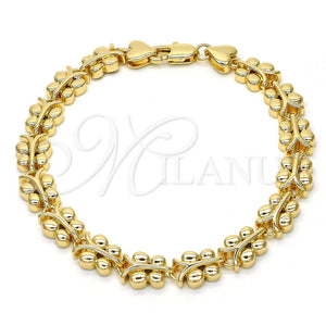 Pulsera Elegante 03.210.0066.08 Oro Laminado, Diseño de Mariposa, Pulido, Tono Dorado (08 MM Thickness, 8 Inches Length)