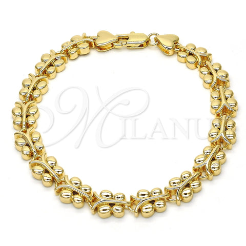 Pulsera Elegante 03.210.0066.08 Oro Laminado, Diseño de Mariposa, Pulido, Tono Dorado (08 MM Thickness, 8 Inches Length)