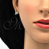 Arete Dormilona 02.260.0017 Oro Laminado, Diseño de Corazón y Amor, con Blanca Micro Pave, Pulido, Tono Dorado