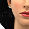Arete Dormilona 02.260.0017 Oro Laminado, Diseño de Corazón y Amor, con Blanca Micro Pave, Pulido, Tono Dorado