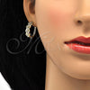 Argolla Huggie 02.260.0019.20 Oro Laminado, Diseño de Torcido, con Blanca Zirconia Cubica, Pulido, Tono Dorado