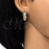 Argolla Huggie 02.260.0019.20 Oro Laminado, Diseño de Torcido, con Blanca Zirconia Cubica, Pulido, Tono Dorado
