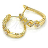 Argolla Huggie 02.260.0019.20 Oro Laminado, Diseño de Torcido, con Blanca Zirconia Cubica, Pulido, Tono Dorado