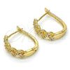 Argolla Huggie 02.260.0019.20 Oro Laminado, Diseño de Torcido, con Blanca Zirconia Cubica, Pulido, Tono Dorado