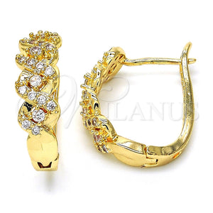 Argolla Huggie 02.260.0019.20 Oro Laminado, Diseño de Torcido, con Blanca Zirconia Cubica, Pulido, Tono Dorado