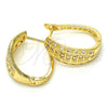 Argolla Huggie 02.260.0021.20 Oro Laminado, con Blanca Micro Pave, Pulido, Tono Dorado