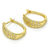Argolla Huggie 02.260.0021.20 Oro Laminado, con Blanca Micro Pave, Pulido, Tono Dorado
