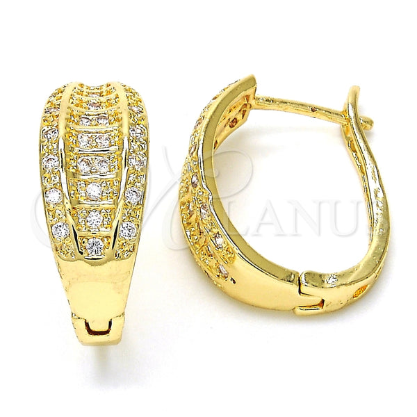 Argolla Huggie 02.260.0021.20 Oro Laminado, con Blanca Micro Pave, Pulido, Tono Dorado