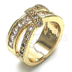 Anillo Multi Piedra 01.210.0045.8.06 Oro Laminado, con Blanca Zirconia Cubica, Pulido, Tono Dorado (Size 6)