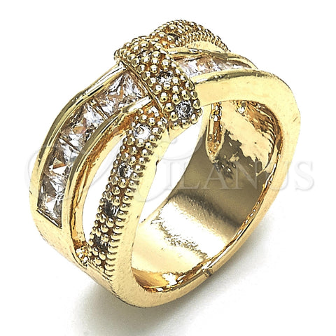 Anillo Multi Piedra 01.210.0045.8.06 Oro Laminado, con Blanca Zirconia Cubica, Pulido, Tono Dorado (Size 6)