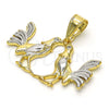 Dije Elegante 05.253.0036 Oro Laminado, con Blanca Zirconia Cubica, Pulido, Dos Tonos