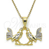 Dije Elegante 05.253.0036 Oro Laminado, con Blanca Zirconia Cubica, Pulido, Dos Tonos