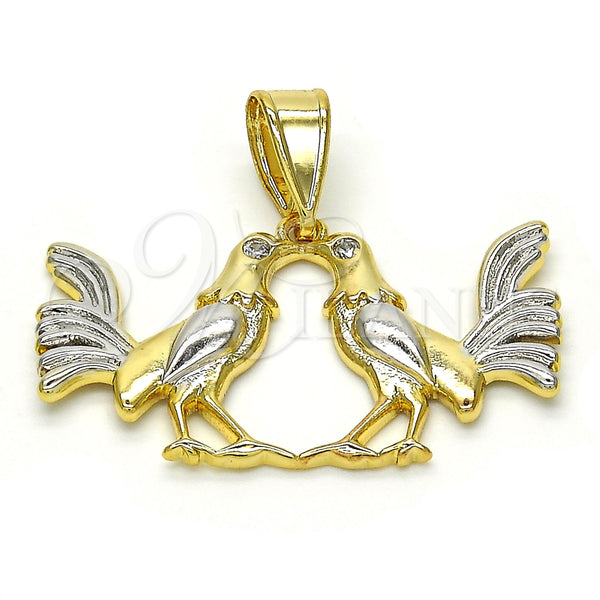 Dije Elegante 05.253.0036 Oro Laminado, con Blanca Zirconia Cubica, Pulido, Dos Tonos