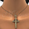 Dije Religioso 05.253.0038 Oro Laminado, Diseño de Crucifijo y Estrella, con Granate and Blanca Zirconia Cubica, Pulido, Tono Dorado