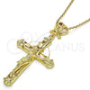 Dije Religioso 05.253.0038 Oro Laminado, Diseño de Crucifijo y Estrella, con Granate and Blanca Zirconia Cubica, Pulido, Tono Dorado