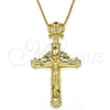 Dije Religioso 05.253.0038 Oro Laminado, Diseño de Crucifijo y Estrella, con Granate and Blanca Zirconia Cubica, Pulido, Tono Dorado