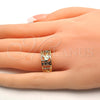 Anillo Elegante 01.253.0012.07 Oro Laminado, Diseño de Elefante y Búho, con Granate Micro Pave, Pulido, Tres Tonos (Size 7)