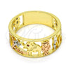 Anillo Elegante 01.253.0012.08 Oro Laminado, Diseño de Elefante y Búho, con Granate Micro Pave, Pulido, Tres Tonos (Size 8)