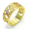 Anillo Elegante 01.253.0012.08 Oro Laminado, Diseño de Elefante y Búho, con Granate Micro Pave, Pulido, Tres Tonos (Size 8)