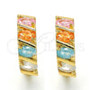 Argolla Huggie 02.210.0025.8.15 Oro Laminado, con Zirconia Cubica Multicolor, Pulido, Tono Dorado