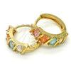 Argolla Huggie 02.210.0025.8.15 Oro Laminado, con Zirconia Cubica Multicolor, Pulido, Tono Dorado