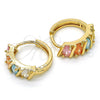 Argolla Huggie 02.210.0025.8.15 Oro Laminado, con Zirconia Cubica Multicolor, Pulido, Tono Dorado