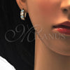 Collar y Dije 10.210.0041 Oro Laminado, Diseño de Llave Griega, con Zirconia Cubica Aqua Azul y Blanca, Pulido, Tono Dorado