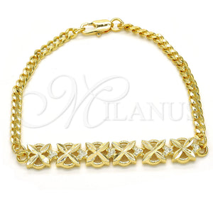 Pulsera Elegante 03.311.0001.08 Oro Laminado, Diseño de Flor, Pulido, Tono Dorado (04 MM Thickness, 8 Inches Length)