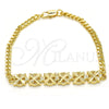 Pulsera Elegante 03.311.0001.08 Oro Laminado, Diseño de Flor, Pulido, Tono Dorado (04 MM Thickness, 8 Inches Length)