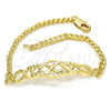 Pulsera Elegante 03.311.0006.07 Oro Laminado, Diamantado, Tono Dorado (04 MM Thickness, 7 Inches Length)