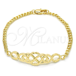 Pulsera Elegante 03.311.0006.07 Oro Laminado, Diamantado, Tono Dorado (04 MM Thickness, 7 Inches Length)