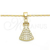Collares con Dije 04.179.0001.18 Oro Laminado, Diseño de Altagracia, Pulido, Tono Dorado (02 MM Thickness, 18 Inches Length)