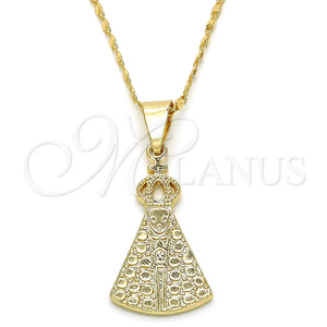 Collares con Dije 04.179.0001.18 Oro Laminado, Diseño de Altagracia, Pulido, Tono Dorado (02 MM Thickness, 18 Inches Length)