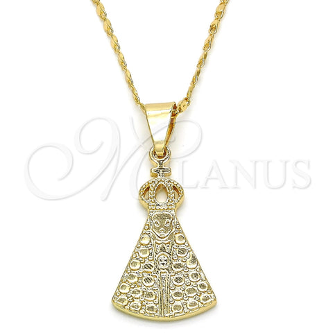 Collares con Dije 04.179.0001.18 Oro Laminado, Diseño de Altagracia, Pulido, Tono Dorado (02 MM Thickness, 18 Inches Length)