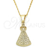 Collares con Dije 04.179.0001.18 Oro Laminado, Diseño de Altagracia, Pulido, Tono Dorado (02 MM Thickness, 18 Inches Length)