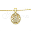 Collares con Dije 04.179.0002.18 Oro Laminado, Diseño de Altagracia, Pulido, Tono Dorado (02 MM Thickness, 18 Inches Length)