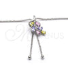 Collares con Dije 04.313.0001.1.40 Rodio Laminado, Diseño de Oja, con Zirconia Cubica Multicolor, Pulido, Rodinado (Grosor 01 MM, 24 Pulgadas de Largo)