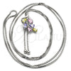 Collares con Dije 04.313.0001.1.40 Rodio Laminado, Diseño de Oja, con Zirconia Cubica Multicolor, Pulido, Rodinado (Grosor 01 MM, 24 Pulgadas de Largo)