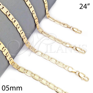Gargantilla Basica 04.63.1337.24 Oro Laminado, Pulido, Tono Dorado (Calibre 100, Grosor 05 MM, 24 Pulgadas de Largo)
